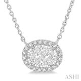 1/3 Ctw Oval Shape Round Cut Diamond Lovebright Pendant With Chain in 14K White Gold