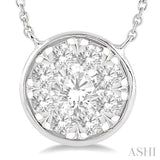 1/2 ctw Round Shape Lovebright Diamond Pendant With Chain in 14K White Gold