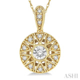 1/8 Ctw Lattice Medallion Round Cut Diamond Pendant With Chain in 10K Yellow Gold