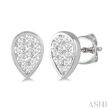 1/3 Ctw Pear Shape Lovebright Round Cut Diamond Bezel Stud Earrings in 14K White Gold