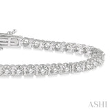 3 Ctw Round Cut Diamond Tennis Tulip Bracelet in 14K White Gold