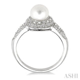 6.5x6.5 MM Cultured Pearl and 1/20 Ctw Round Cut Diamond Ring in Sterling Silver