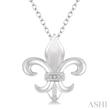 1/50 ctw Round Cut Diamond Fleur De Lis Pendant in Sterling Silver with Chain