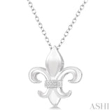 1/50 ctw Round Cut Diamond Fleur De Lis Pendant in Sterling Silver with Chain