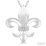 1/50 ctw Round Cut Diamond Fleur De Lis Pendant in Sterling Silver with Chain