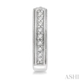 1/10 ctw Scooped Center Round Cut Diamond Huggie Petite Earrings in 10K White Gold