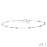 1/4 Ctw Circular Mount Round Cut Diamond Station Bracelet in 14K White Gold