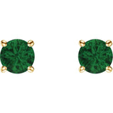 14K Yellow Gold 5 mm Lab-Grown Emerald Earrings