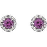 14K White 4 mm Natural Amethyst & 1/10 CTW Natural Diamond Earrings