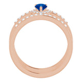 14K Rose Lab-Grown Blue Sapphire & 1/3 CTW Natural Diamond Ring