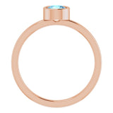 14K Rose 5 mm Natural Aquamarine Ring