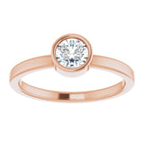 14K Rose Gold 5 mm Natural White Sapphire Ring