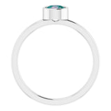 Rhodium-Plated Sterling Silver 5 mm Imitation Alexandrite Ring
