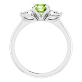 Platinum Natural Peridot & 1/4 CTW Natural Diamond Ring