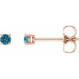 14K Rose 2.5 mm Natural Blue Zircon Stud Earrings