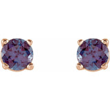 14K Rose 4 mm Lab-Grown Alexandrite Stud Earrings