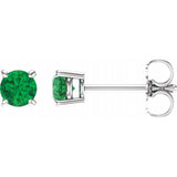 14K White Gold 2.5 mm Lab-Grown Emerald Earrings