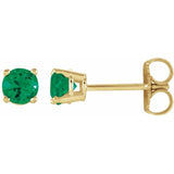 14K Yellow Gold 2.5 mm Lab-Grown Emerald Earrings