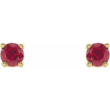 14K Yellow Gold 2.5 mm Lab-Grown Ruby Earrings