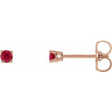 14K Rose Gold 2.5 mm Lab-Grown Ruby Earrings