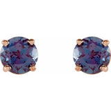 14K Rose Gold 5 mm Lab-Grown Alexandrite Earrings