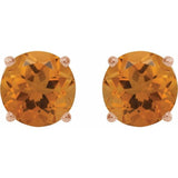 14K Rose 5 mm Natural Citrine Stud Earrings