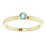 14K Yellow 3 mm Natural Aquamarine Ring