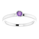 Platinum 3 mm Natural Amethyst Ring