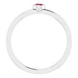Rhodium-Plated Sterling Silver 3 mm Lab-Grown Ruby Ring