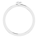 Rhodium-Plated Sterling Silver 3 mm Natural White Sapphire Ring