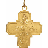 14K Yellow 25x24 mm Four-Way Cross Medal