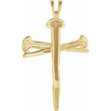 10K Yellow Nail Design Cross Pendant