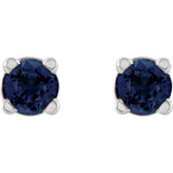 14K White Gold 2.5 mm Natural Blue Sapphire Earrings