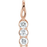 14K Rose 1/2 CTW Natural Diamond Three-Stone Pendant