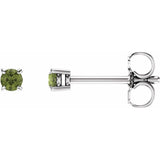 14K White Gold 2.5 mm Natural Peridot Earrings