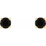 14K Yellow 4 mm Natural Black Onyx Earrings