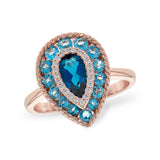 14KT Gold Ladies Blue Topaz Fashion Ring