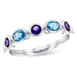 14KT Gold Ladies Blue Topaz & Amethyst Fashion Ring