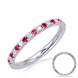 White Gold Ruby & Diamond  Ring
