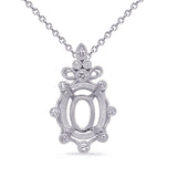White Gold Diamond Pendant 11x9mm Oval