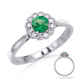 White Gold Emerald & Diamond Ring
