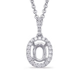 White Gold Diamond Pendant For Oval