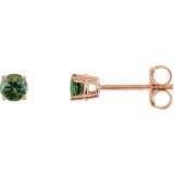 14K Rose Gold 3 mm Natural Green Sapphire Earrings