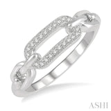 1/10 Ctw Round Cut Diamond Paperclip Ring in Sterling Silver