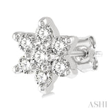 1/6 Ctw Floral Round Cut Diamond Petite Fashion Earring in 10K White Gold