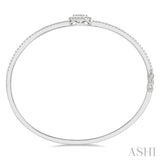 1 Ctw Circular Lovebright Round Cut Diamond Stackable Bangle in 14K White Gold