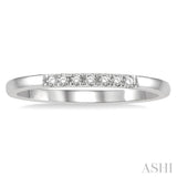 1/10 Ctw Straight Row Center Single Cut Diamond Stackable Fashion Petite Band in 10K White Gold
