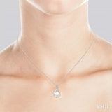 7x7 MM Drop Shape Cultured Pearl and 1/50 Ctw Round Cut Diamond Pendant With Chain in Sterling Silver