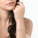 1/6 Ctw Puffed Heart Plain and Single Cut Diamond Fashion Bracelet in Sterling Silver