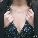 10 Ctw Riviera Round Cut Diamond Necklace in 14K White Gold